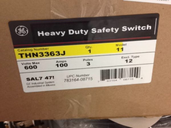 THN3363J GE DISTRIBUTION EQUIPMENT NON-FUSIBLE HEAVY DUTY SAFETY SWITCHES