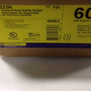 D222N SQUARE D 60 AMP 1 PHASE 2 POLE DISCONNECT N1